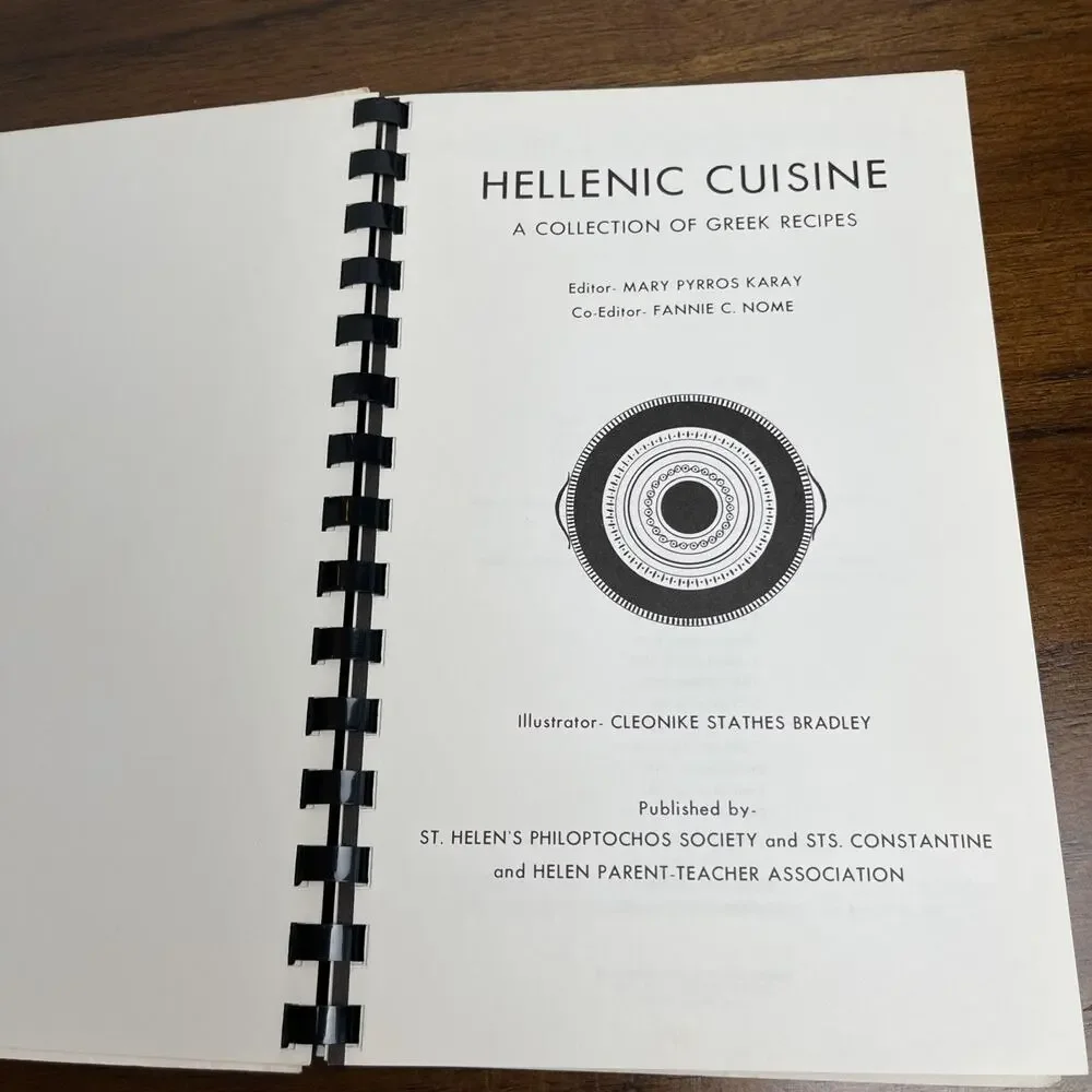 Vtg 1967 Hellenic Cuisine A Collection of Greek Recipes Cookbook Spiral Bound
